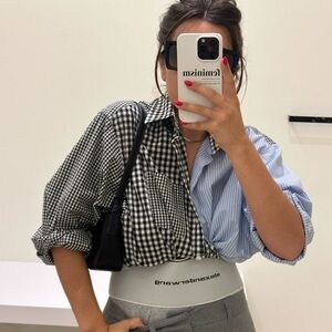 Women’s Blue and Black Checkered Shirt